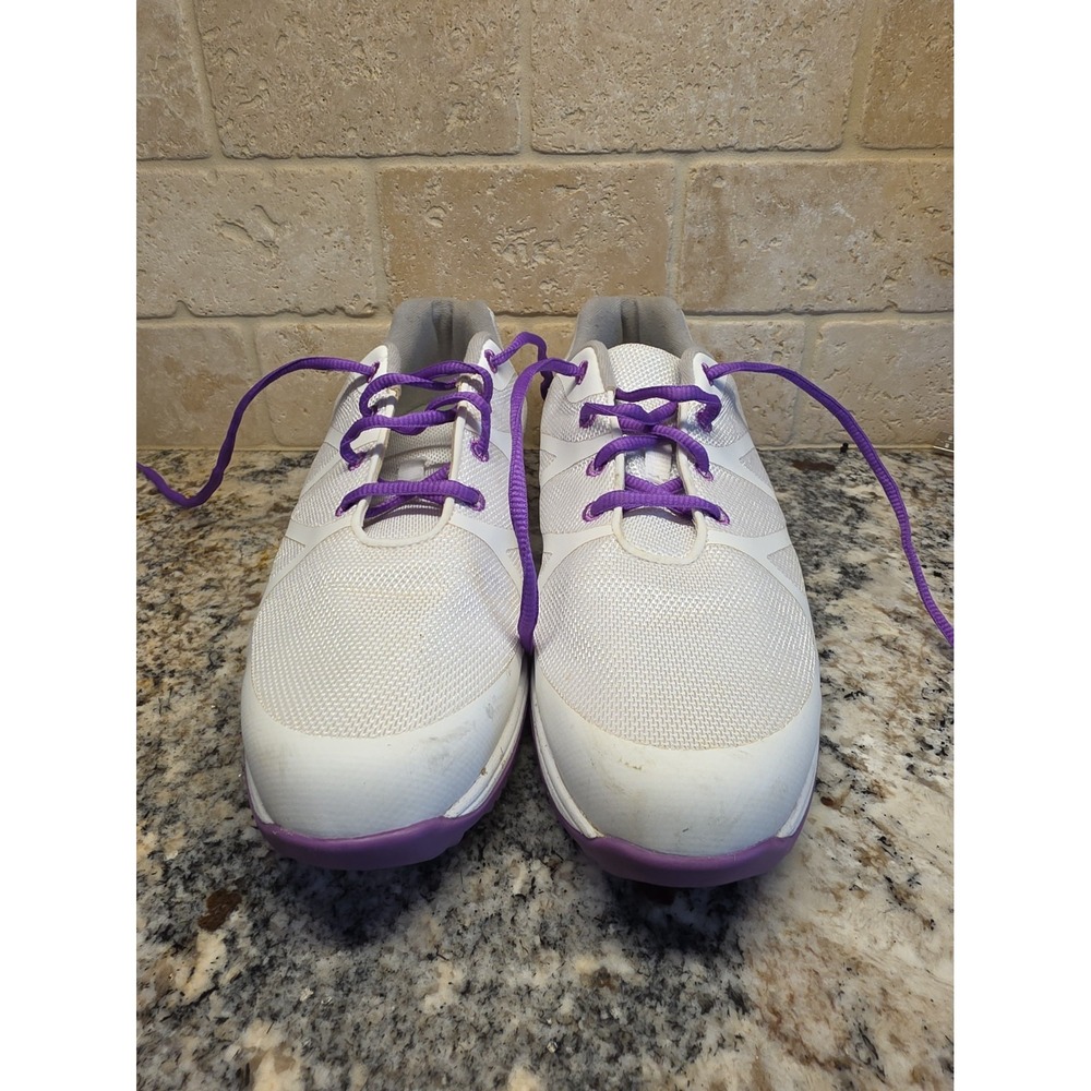 Footjoy Womens FJ Leisure 92901 White Purple Lace Up Golf Athletic Shoes Sz 9.5W
